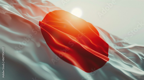 波打つ日本の国旗　日の丸　Generative AI
 photo