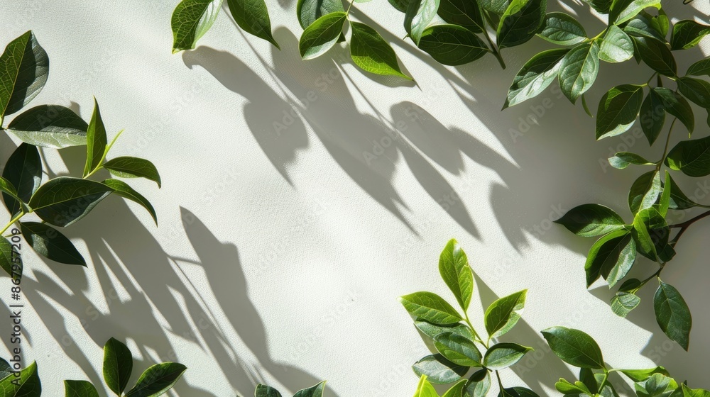 Shadow of foliage on white background with text space Shadow of foliage on white background with text space