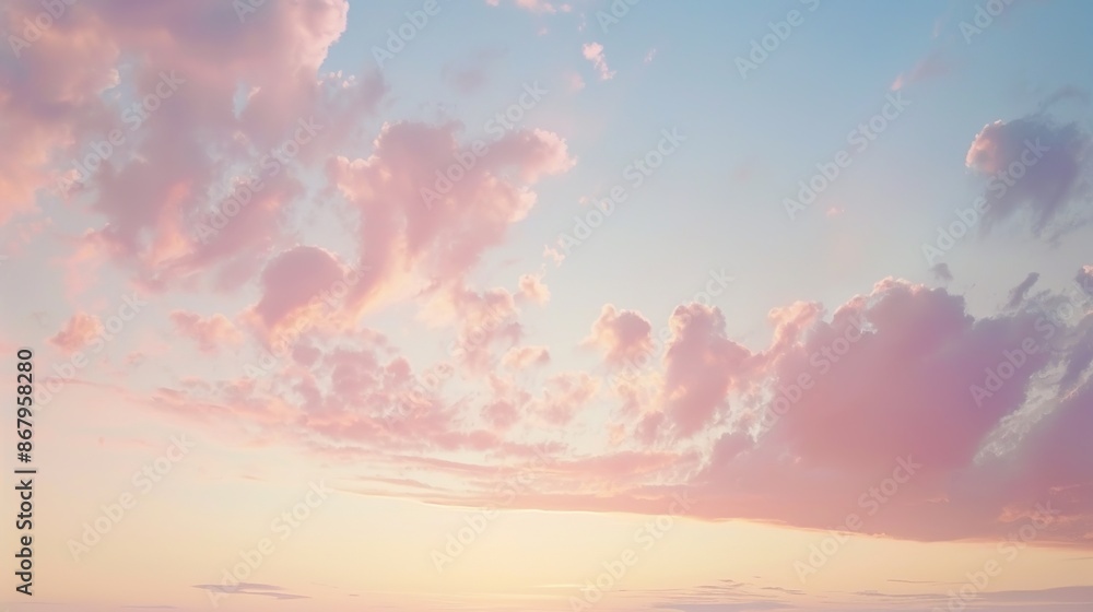 Fototapeta premium Serene Pastel Dawn Sky - Peaceful Background with Soft Colors