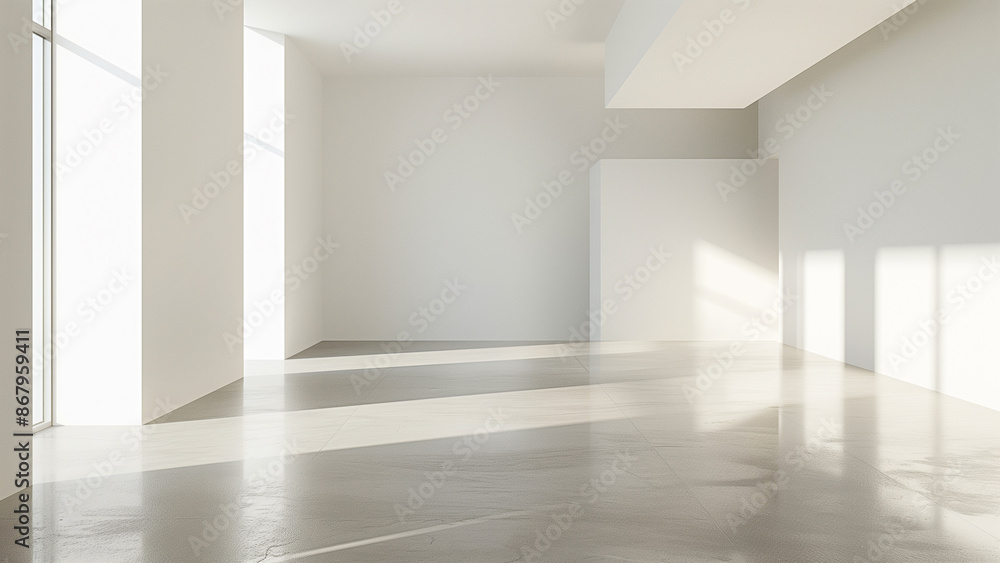 Monochromatic Minimalism: A Corner View of an Empty White Room Monochromatic Minimalism: A Corner View of an Empty White Room