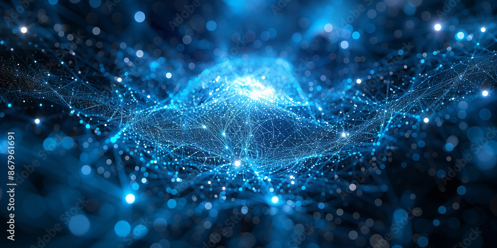 Obraz premium Technology background for technology processes, neural networks, AI, data transfer, encryption, digital archives, audio and visual presentations, science, education, medical imaging, virtual reality