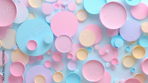 Serene Pastel Geometric Abstraction - Peaceful abstract background with scattered geometric shapes in soft pastel colors. © Wp Background