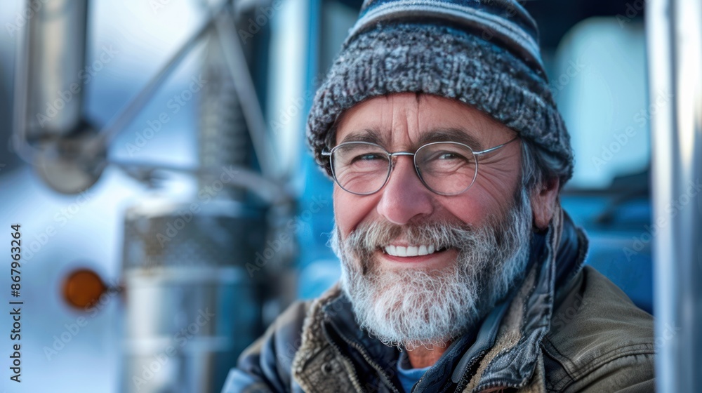Portrait of a Smiling Elderly Man in a Knit Hat Portrait of a Smiling Elderly Man in a Knit Hat