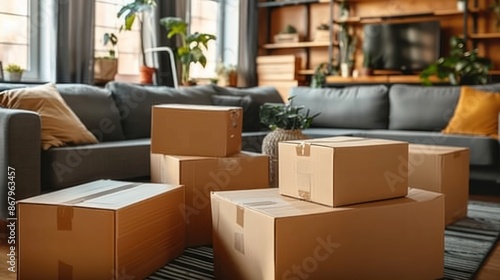 Brown Cardboard Boxes in a Living Room