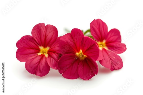 Red Primrose Isolated on White Background. Beautiful Primrose Flower
