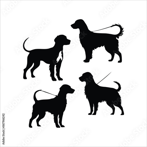 Dog isolated animals silhouette set vector template