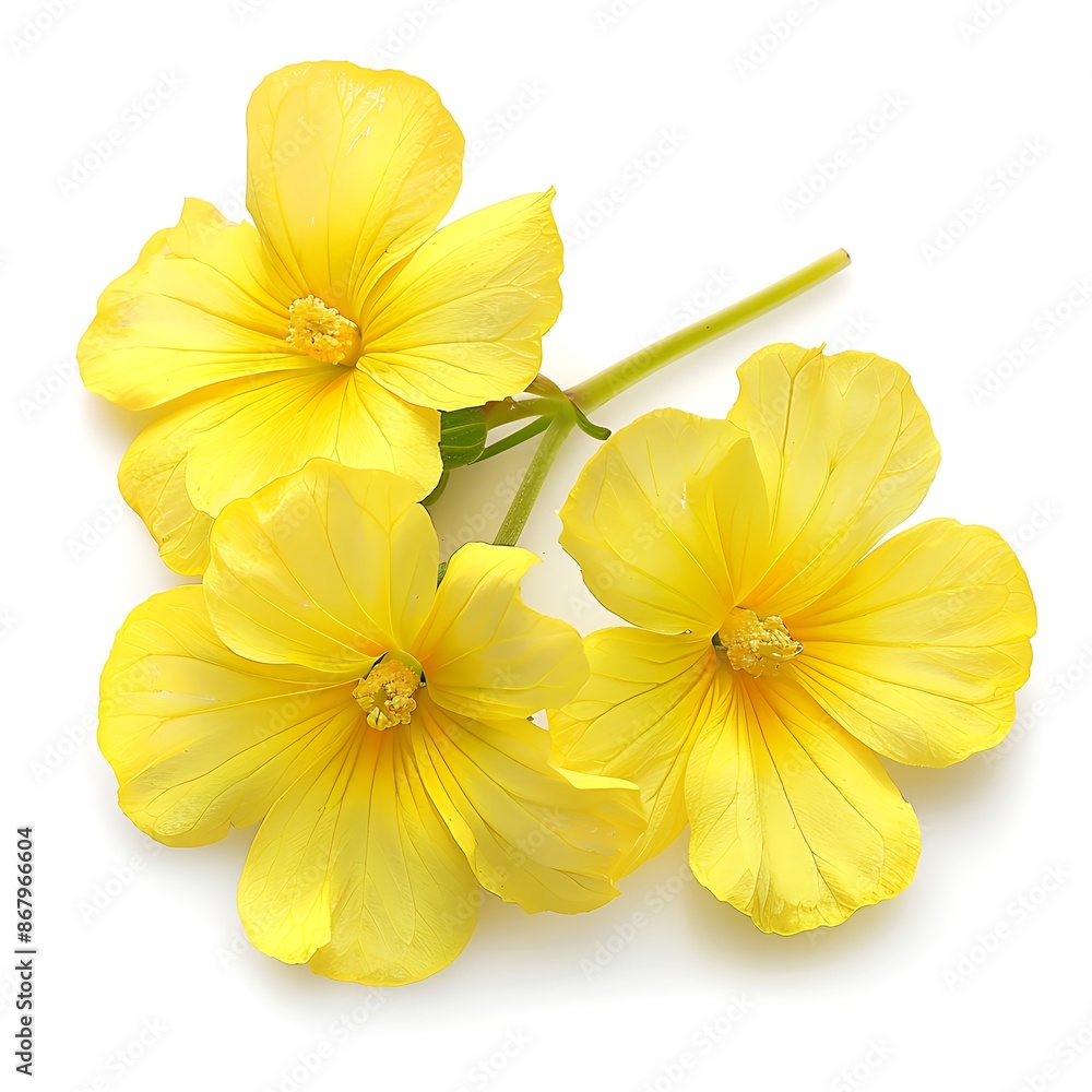 Obraz premium Yellow Primrose Isolated on White Background. Beautiful Primrose Flower