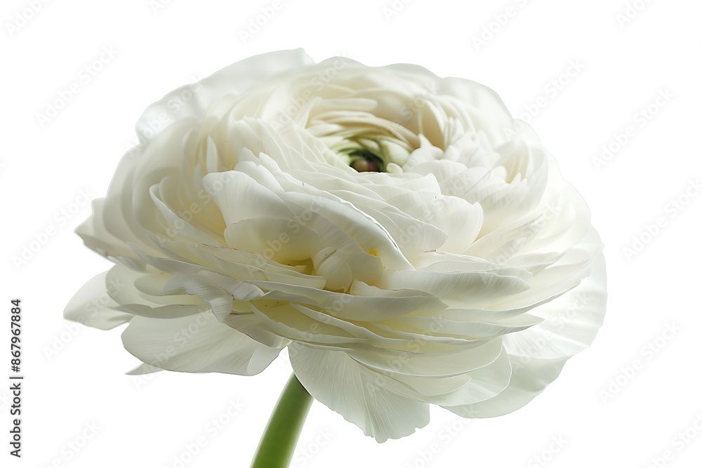 White Ranunculus Isolated on White Background. Beautiful Ranunculus Flower White Ranunculus Isolated on White Background. Beautiful Ranunculus Flower