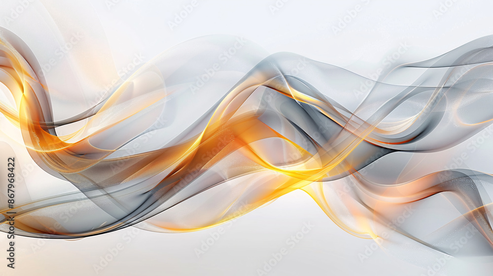 Fototapeta premium Abstract background with flowing waves of gray, orange, and yellow colors