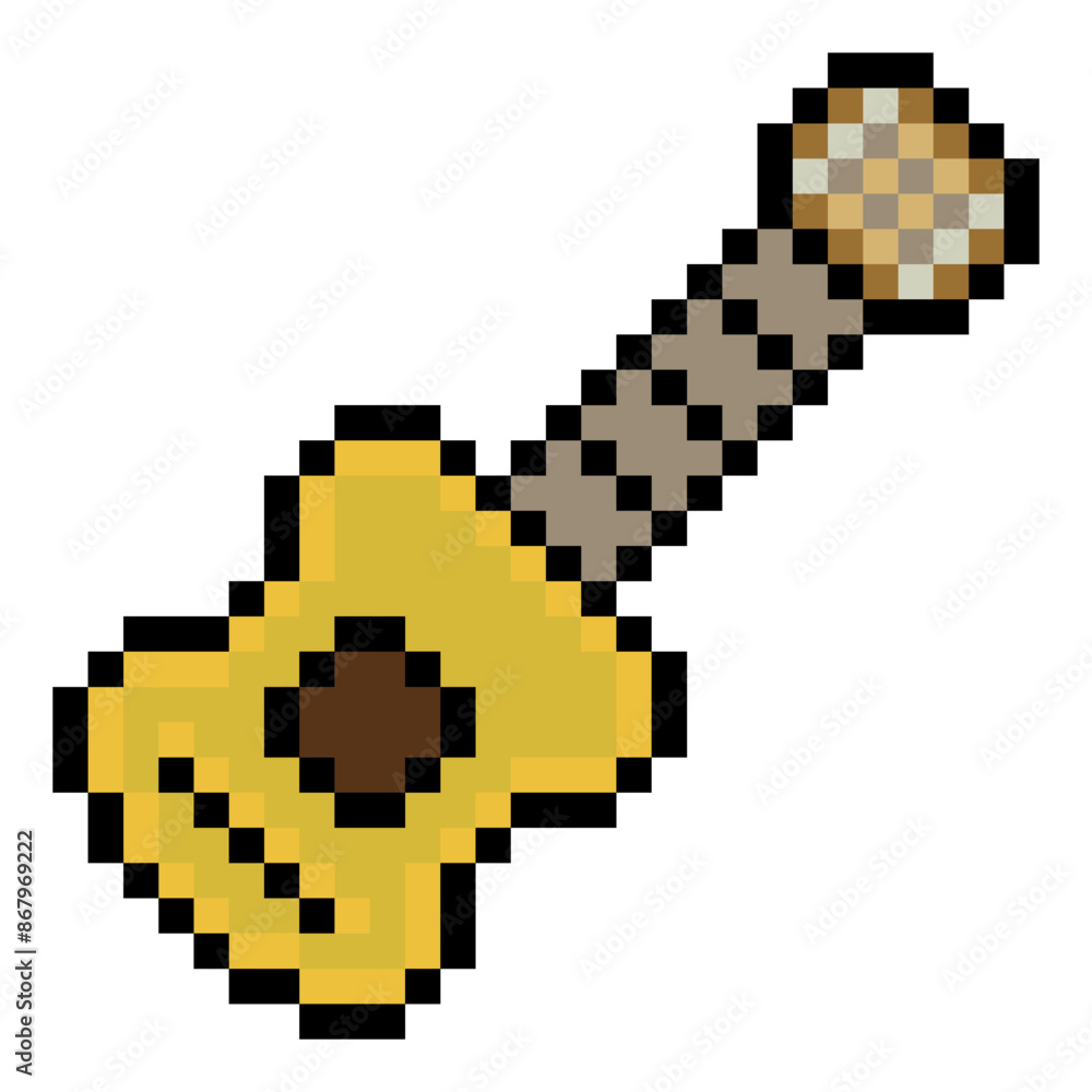 Fototapeta premium Acoustic guitar in pixel art style