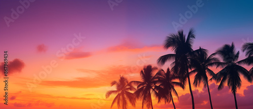 Palm Trees at Sunset with Colorful Sky