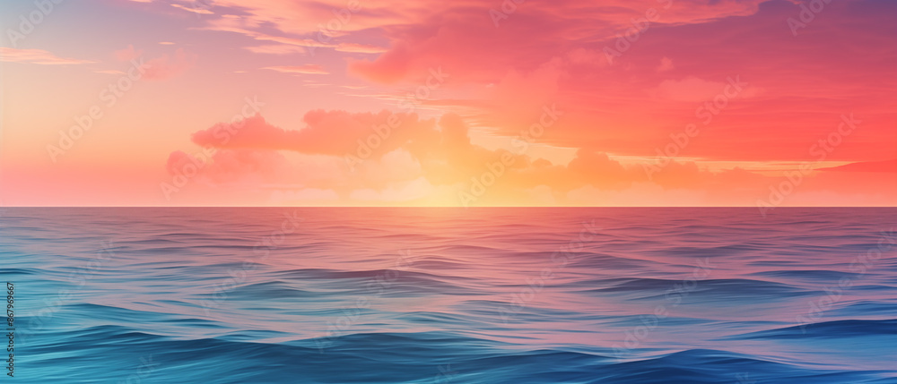 Vibrant Ocean Sunset With Cloudy Sky Vibrant Ocean Sunset With Cloudy Sky