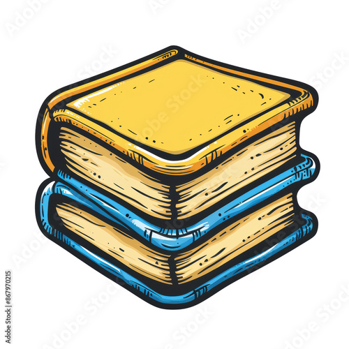 Colorful hand-drawn illustration of two old books stacked on top of each other, isolated on white background