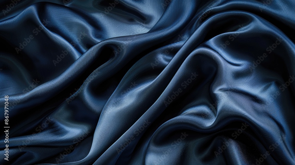 Navy blue silk texture and product display in studio photography Navy blue silk texture and product display in studio photography