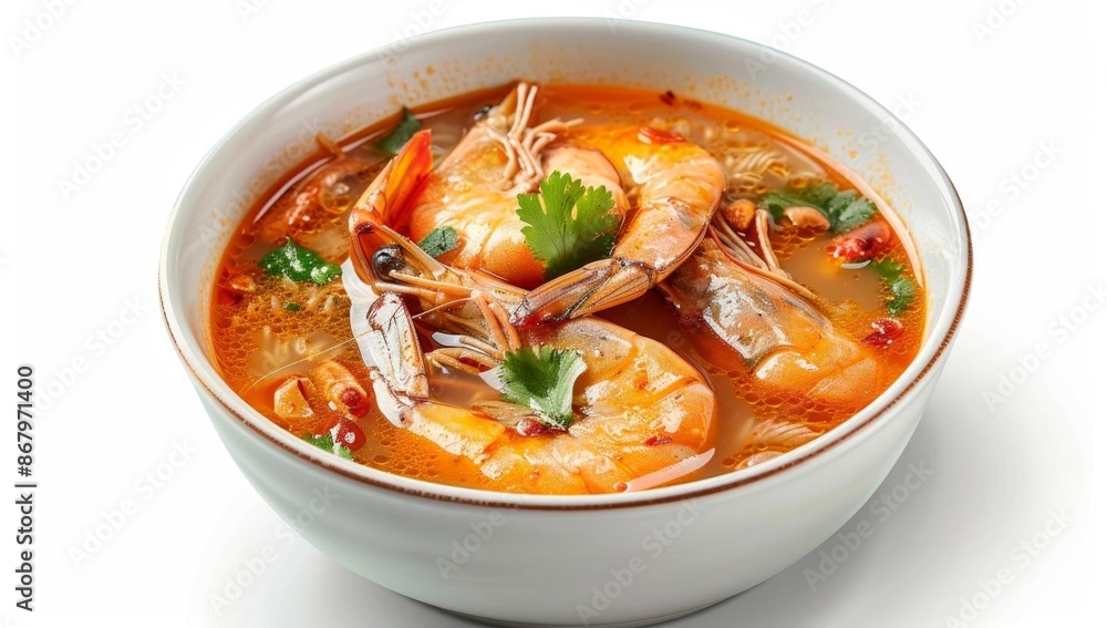 Spicy Shrimp Soup with Vibrant Orange and Red Broth Spicy Shrimp Soup with Vibrant Orange and Red Broth