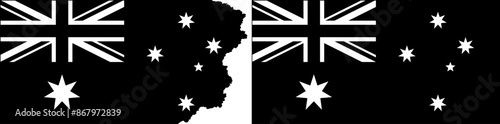 Black Australian flags vector. Standard flag and with torn edges