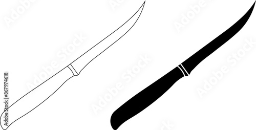 outline silhouette fillet knife icon set