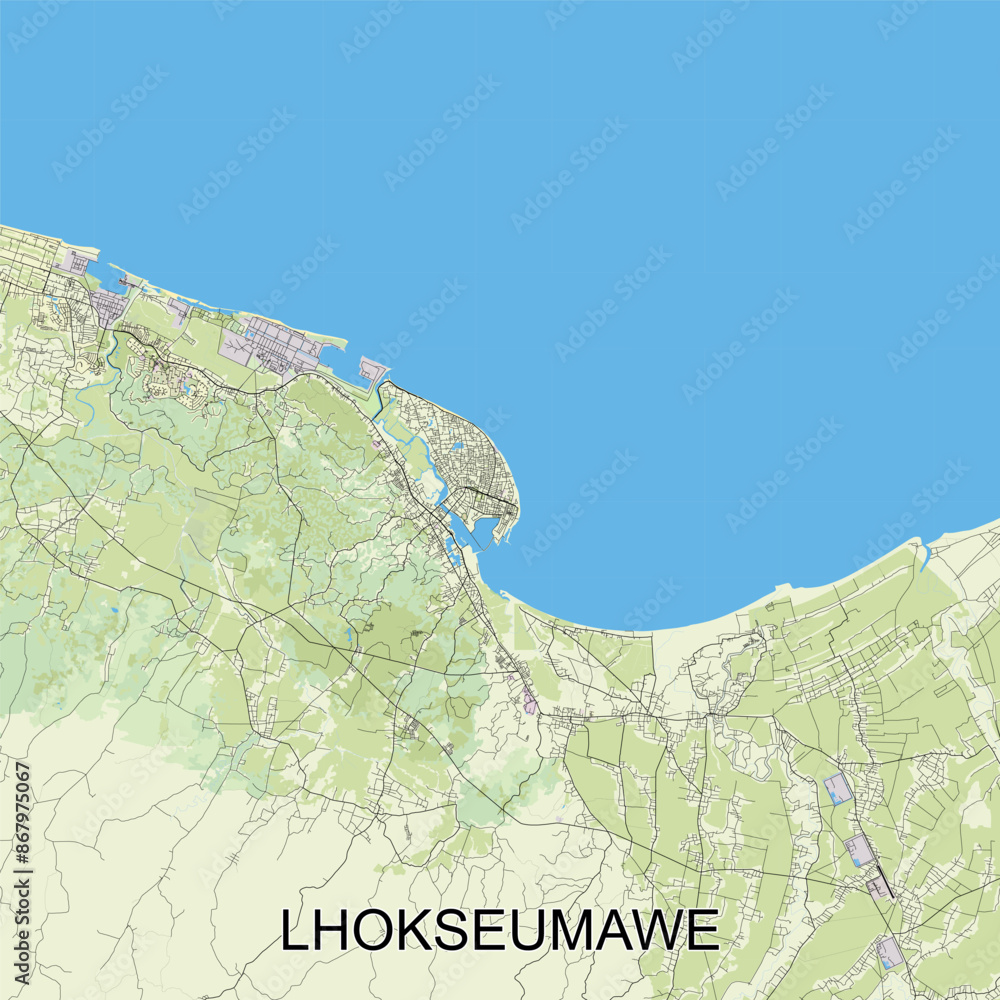 Fototapeta premium Lhokseumawe, Indonesia map poster art