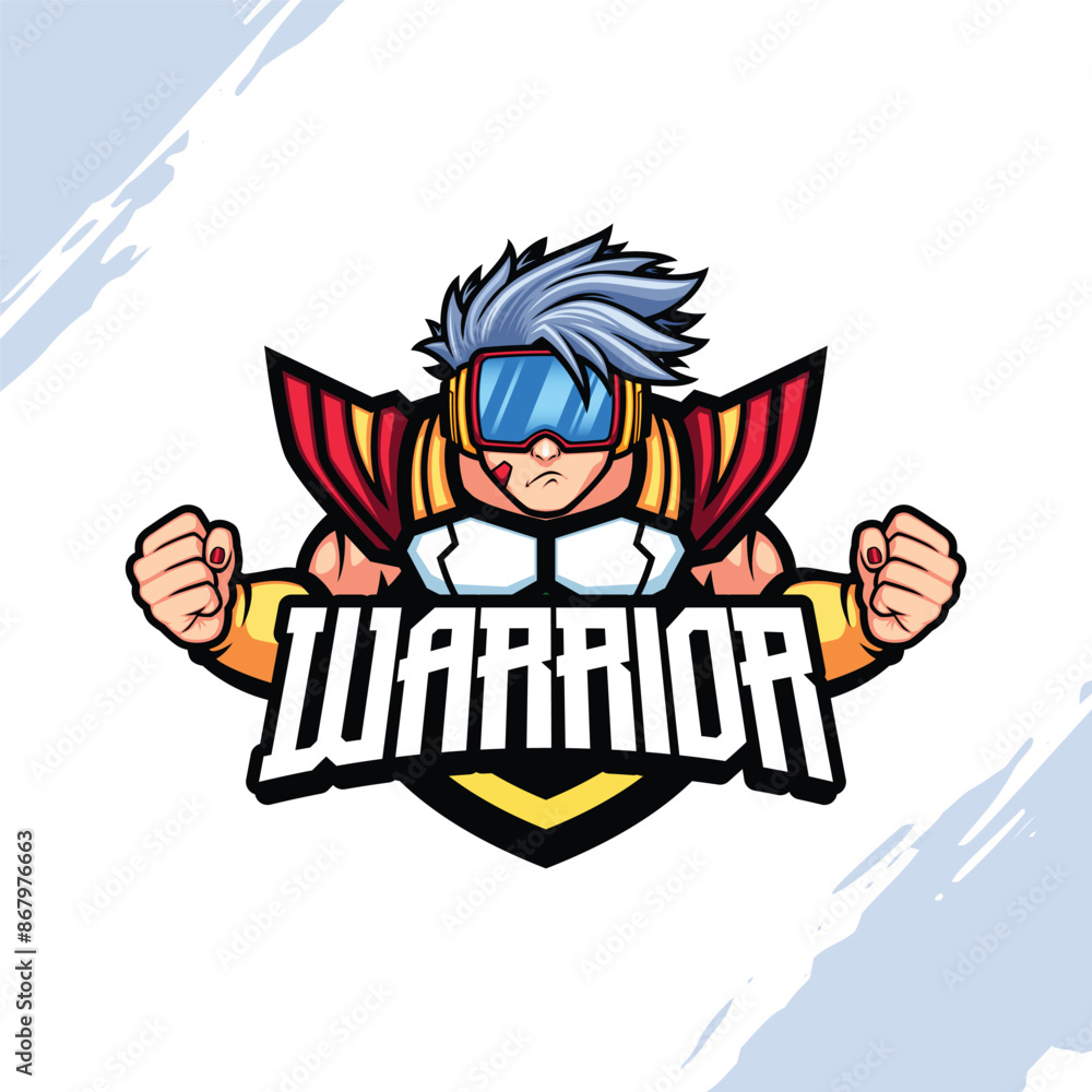 Warrior in White Armor and a Goggles Vector Mascot Warrior in White Armor and a Goggles Vector Mascot