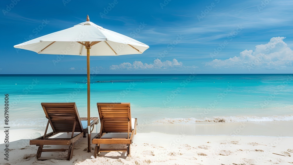 custom made wallpaper toronto digitalwhite beach and blue sea with umbrella and chairs