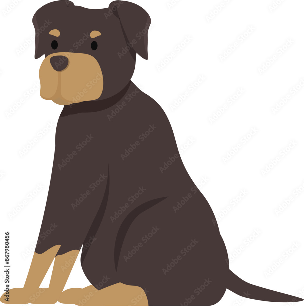 Fototapeta premium Illustration of a rottweiler dog sitting and looking forward