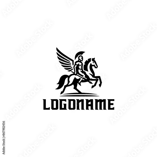 spartan on horse logo vector