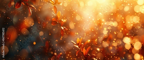 Beautiful Blurred Golden Bokeh Background © Pic Pic