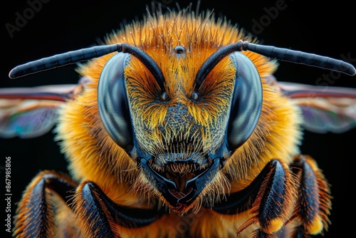 Macro Photography of a Bee's Face