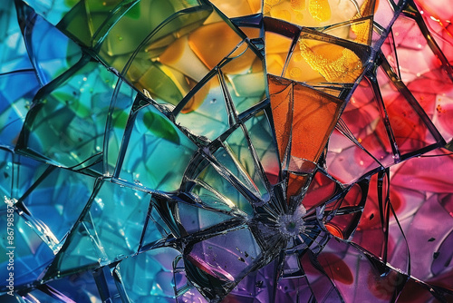 An abstract image of colorful shattered glass - Generative AI