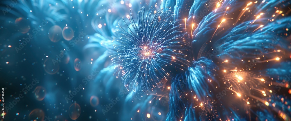 Blue Fireworks Celebrating The Anniversary And Happy New Year 2025 Or The 4Th Of July Holiday Festival Blue Fireworks Celebrating The Anniversary And Happy New Year 2025 Or The 4Th Of July Holiday Festival