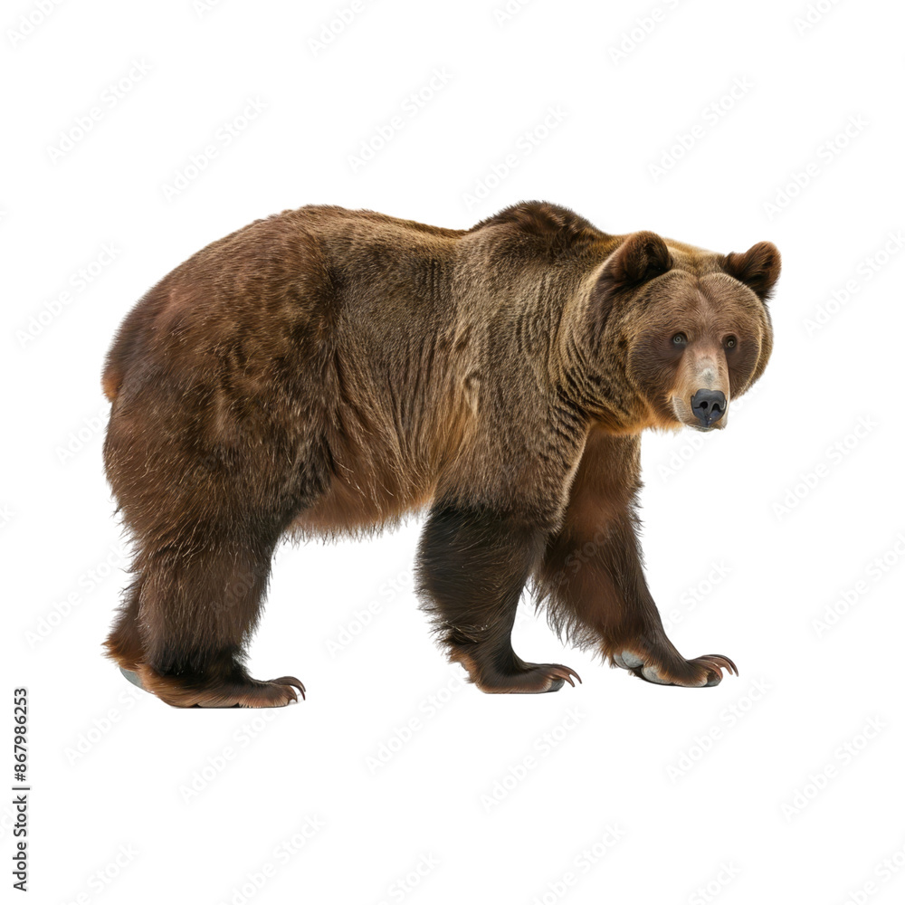 Fototapeta premium A bear, wild animal, realistic illustration, powerful, isolated on white background