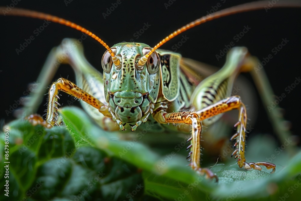 Close-Up Portrait of a Green Grasshopper Close-Up Portrait of a Green Grasshopper