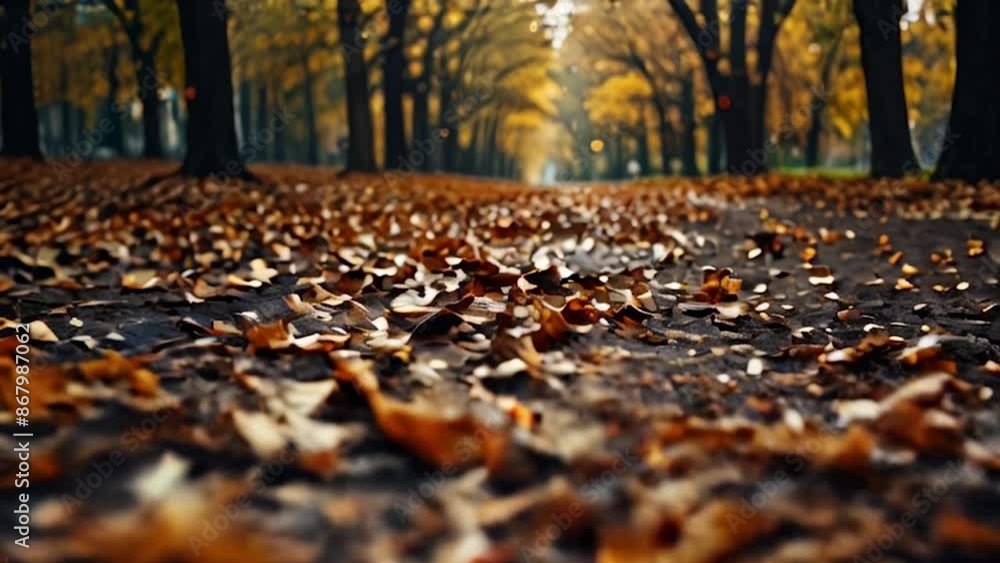 View of dry leaves during autumn in the middle of the forest background View of dry leaves during autumn in the middle of the forest background