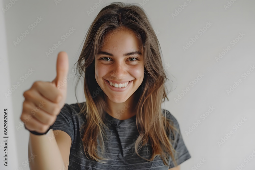 happy woman showing thumbs up, Radiating Positivity: A Warm, Uplifting of Confidence and Optimism happy woman showing thumbs up, Radiating Positivity: A Warm, Uplifting of Confidence and Optimism