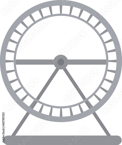 Simple gray hamster wheel standing on a white background