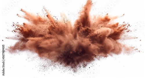 Brown Powder Explosion Against White Background