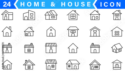 simple set of house renovation construction icon vector home and building property fix repair symbol illustration outline design for web and app