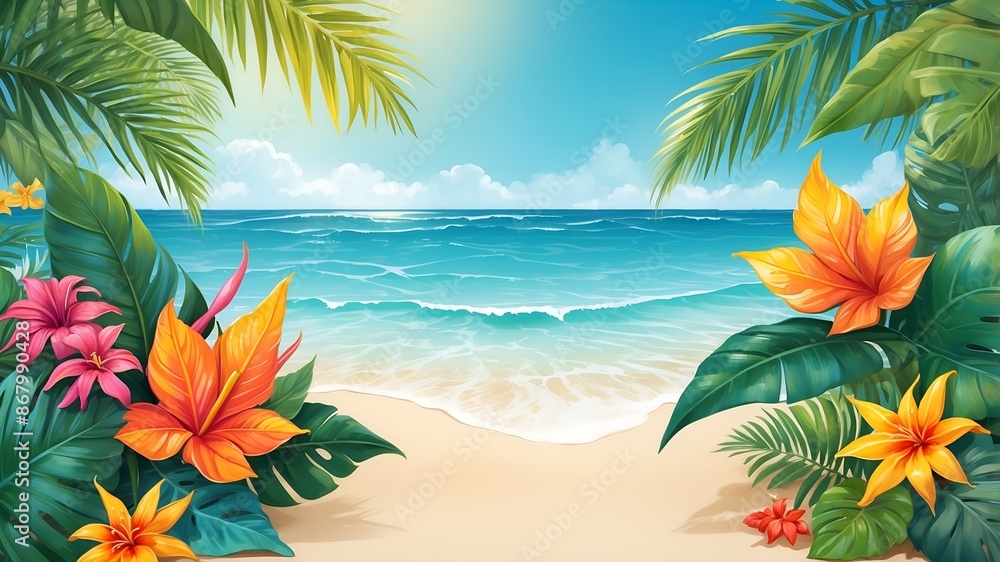 Summer blank banner. background : A stunning illustration of a Summer banner, rendered in intricate digital painting on a glossy, high-gloss medium, boasting vibrant hues and impeccable texture, evoki Summer blank banner. background : A stunning illustration of a Summer banner, rendered in intricate digital painting on a glossy, high-gloss medium, boasting vibrant hues and impeccable texture, evoki