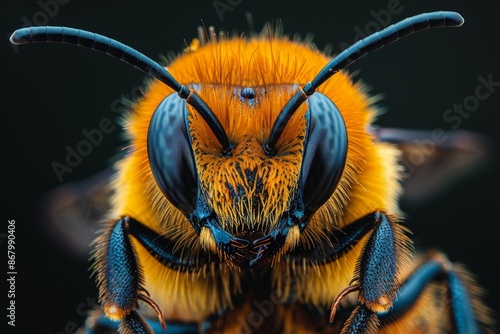 Close-Up Portrait of a Fuzzy Bee