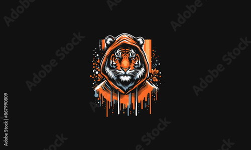 tiger wearing jacket vector illustration flat design