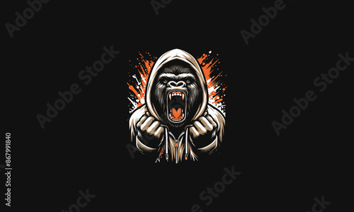 gorilla angry wearing hoodie vector artwork design