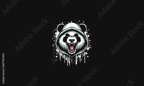 panda angry wearing hoodie vector artwork design