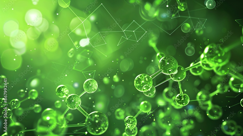 Abstract green molecule structure background Abstract green molecule structure background