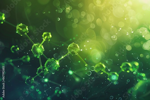 Abstract green molecule structure background
