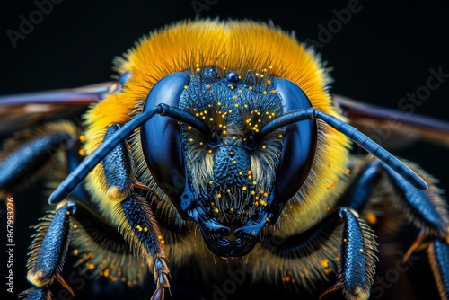 Macro Photography of a Bumble Bee's Face © racesy