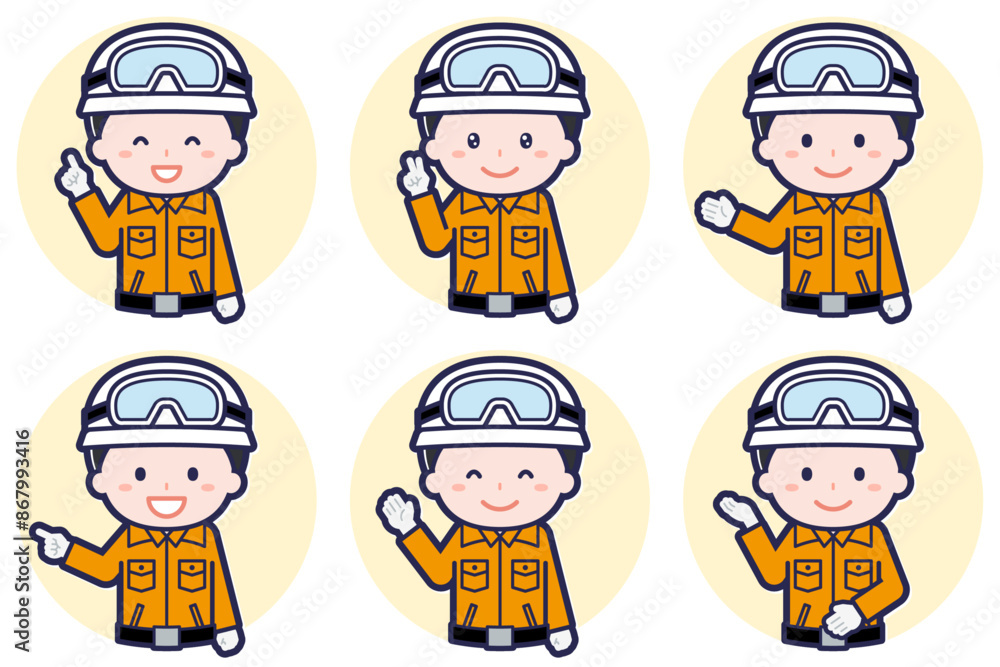 男性レスキュー隊員のポーズセット_03