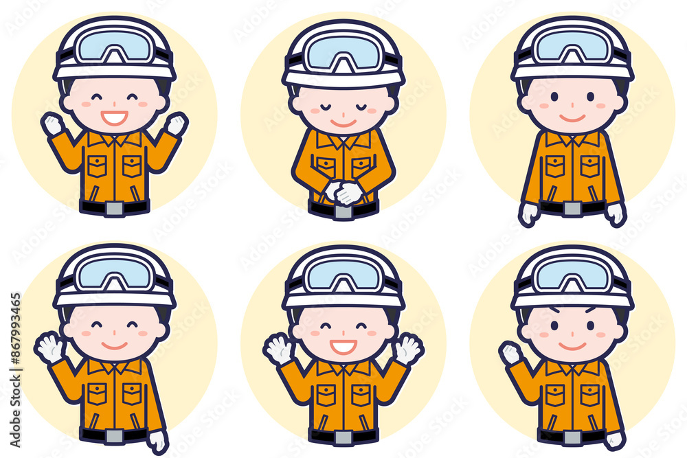 男性レスキュー隊員のポーズセット_02