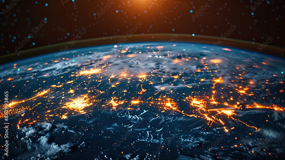 Fototapeta premium Global Network Connections on a Digital World Map