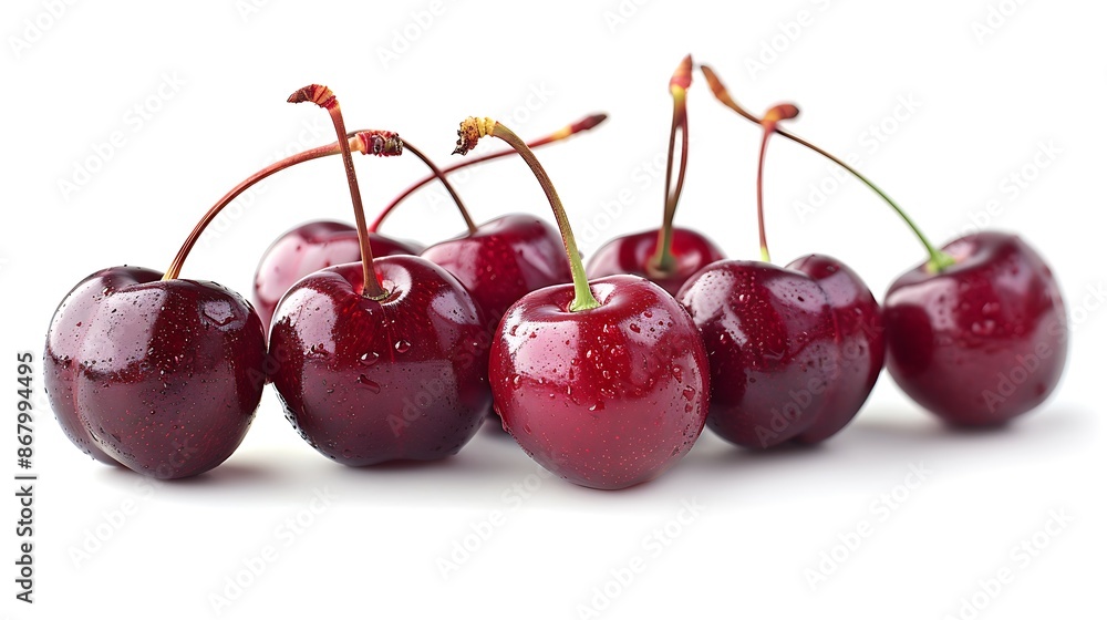 Fresh Red Cherries with Dew Drops Fresh Red Cherries with Dew Drops