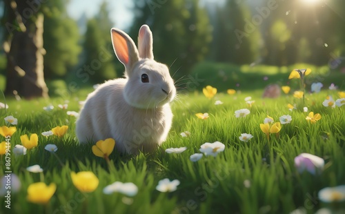 rabbit in the grass photo